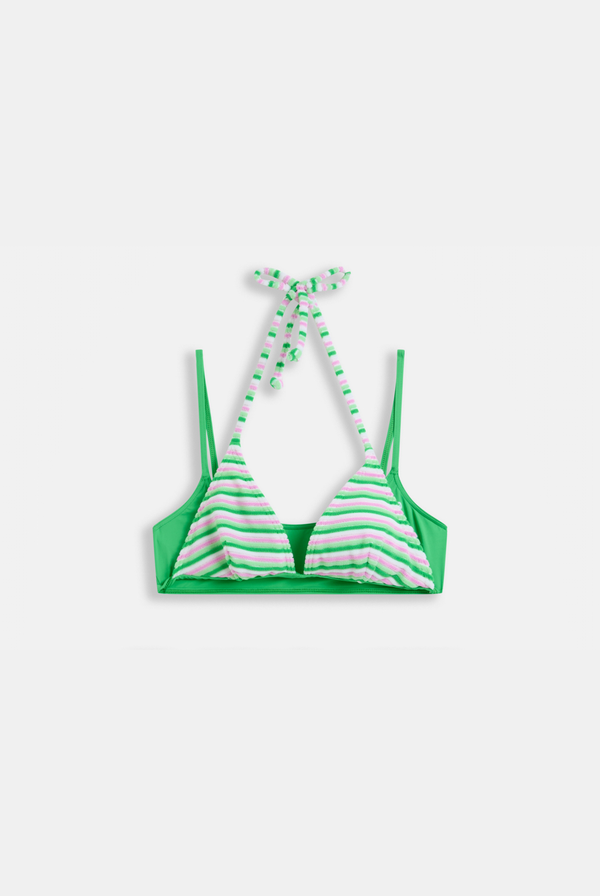 Displays the island green Roxy and juicy Couture double layer bikini top 