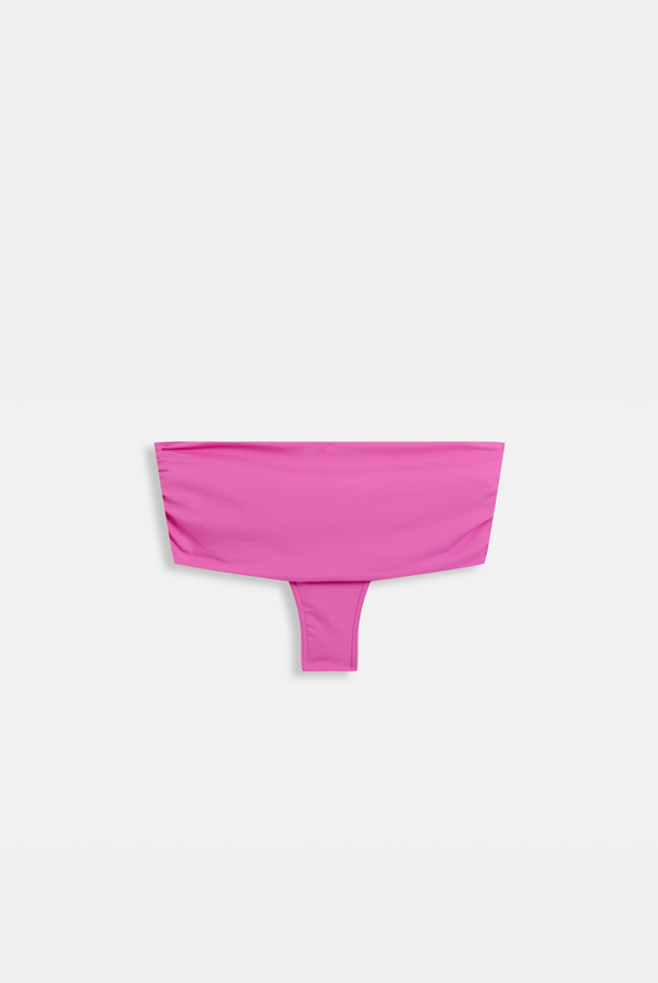 Displays the azalea pink Roxy and Couture cheeky bikini bottom 