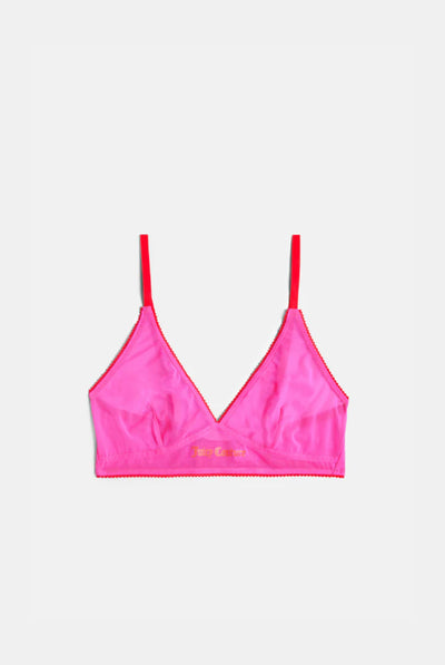 PINK GLO MESH SCALLOP EDGE TRIANGLE BRA