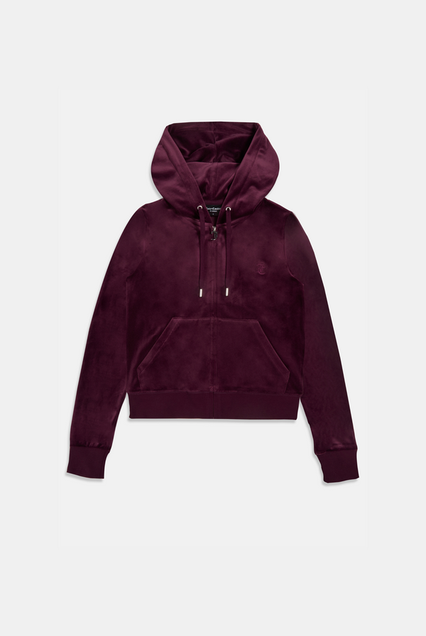Displays the wine tasting classic 'juicy' branded velour Robertson hoodie 