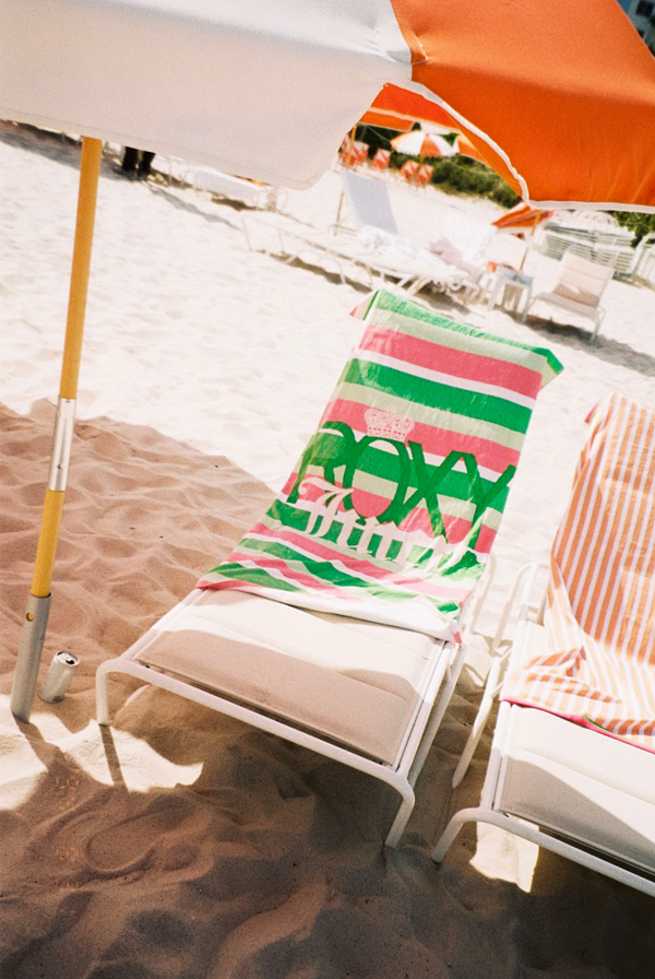 Displays the Island green Roxy & Juicy Couture beach towel 