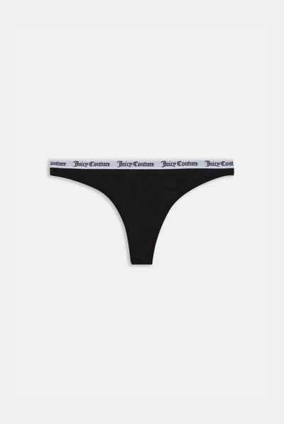BLACK COTTON BRANDED THONG