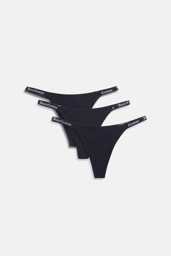 Black 3 Pack Cotton Thongs