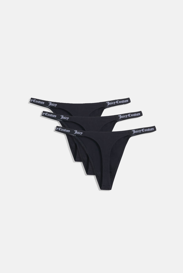 Black 3 Pack Cotton Thongs
