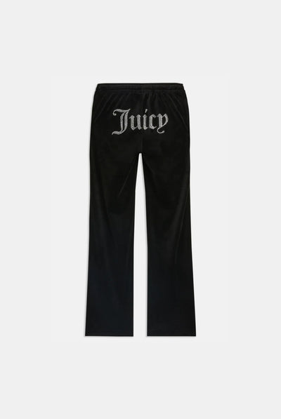 BLACK VELOUR DIAMANTÉ TRACKSUIT BOTTOM