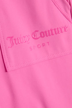 Displays the Wild Orchid 'Juicy' branded active Low Rise Pant featuring the juicy couture sport branding 