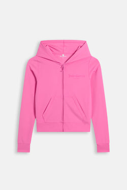 Displays the Wild Orchid 'Juicy' branded Active Fitted Hoodie
