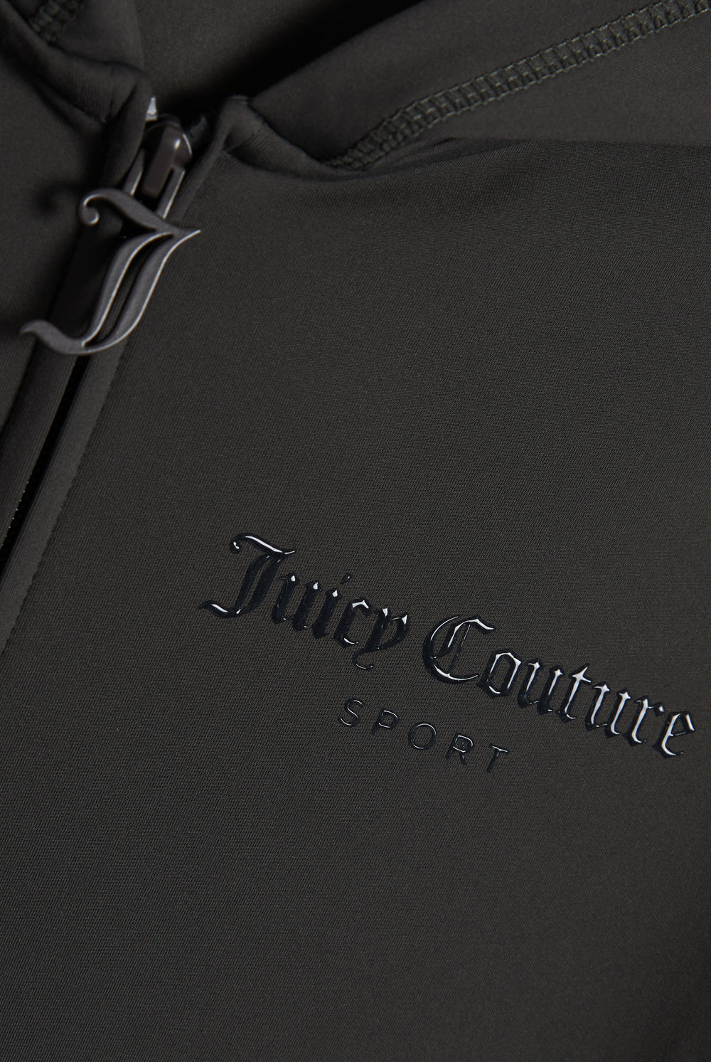 Displays the Raven 'Juicy' branded Active Fitted Hoodie featuring the juicy couture sport branding 