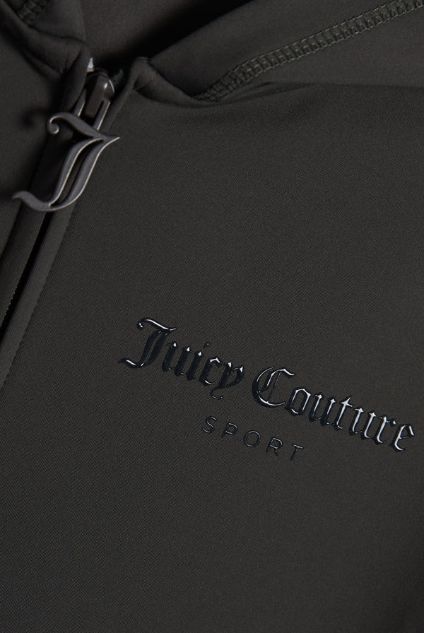Displays the Raven 'Juicy' branded Active Fitted Hoodie featuring the juicy couture sport branding 