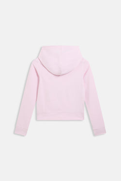 Displays the Cherry Blossom peached 'Juicy' branded active fitted hoodie 