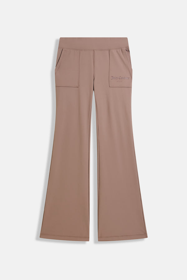 Displays the Fungi peached 'Juicy' branded active low rise pants 