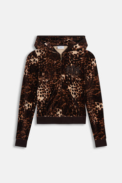 Displays the Java 'Juicy' branded Abstract Animal Puff Sleeve Robyn Hoodie