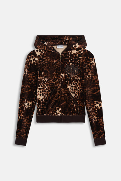 Java Abstract Animal Puff Sleeve Bamboo Velour Hoodie