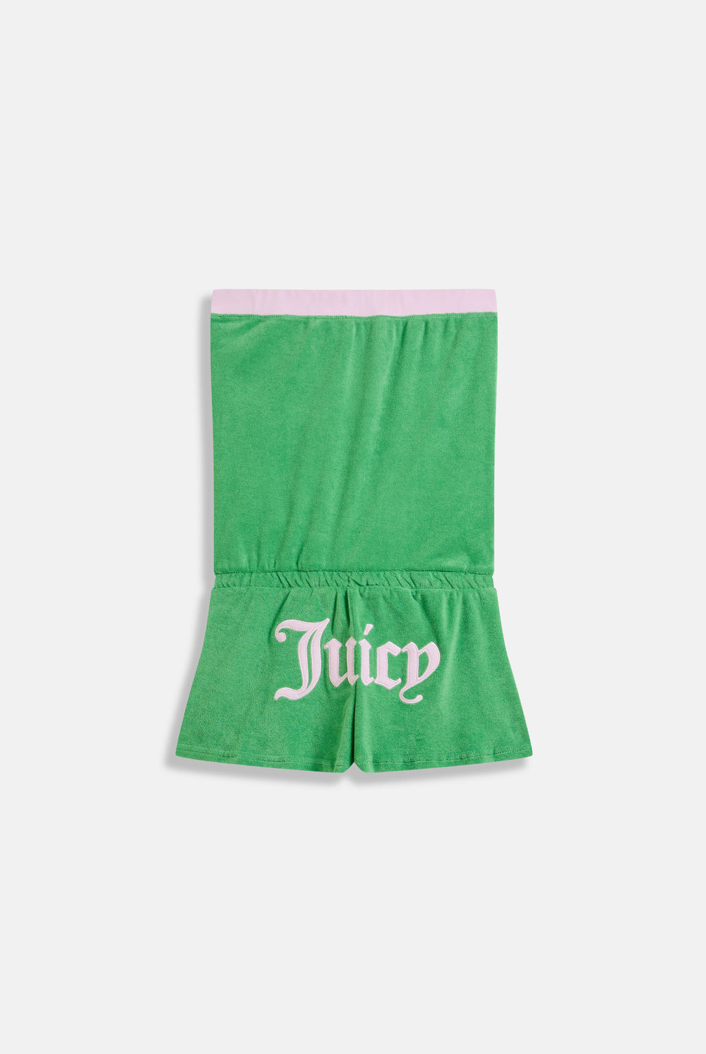 Displays the Peppermint Appliqué 'Juicy' branded Terry towelling romper 