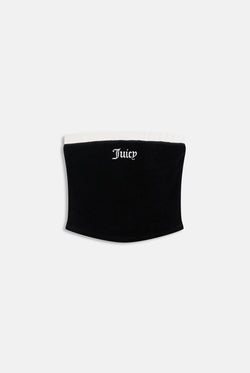 Displays the Black contrast 'Juicy' branding Terry bandeau 