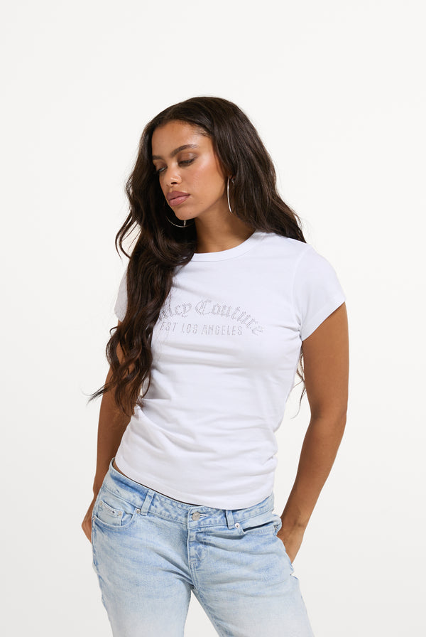 White Studded Juicy Couture Logo T-Shirt