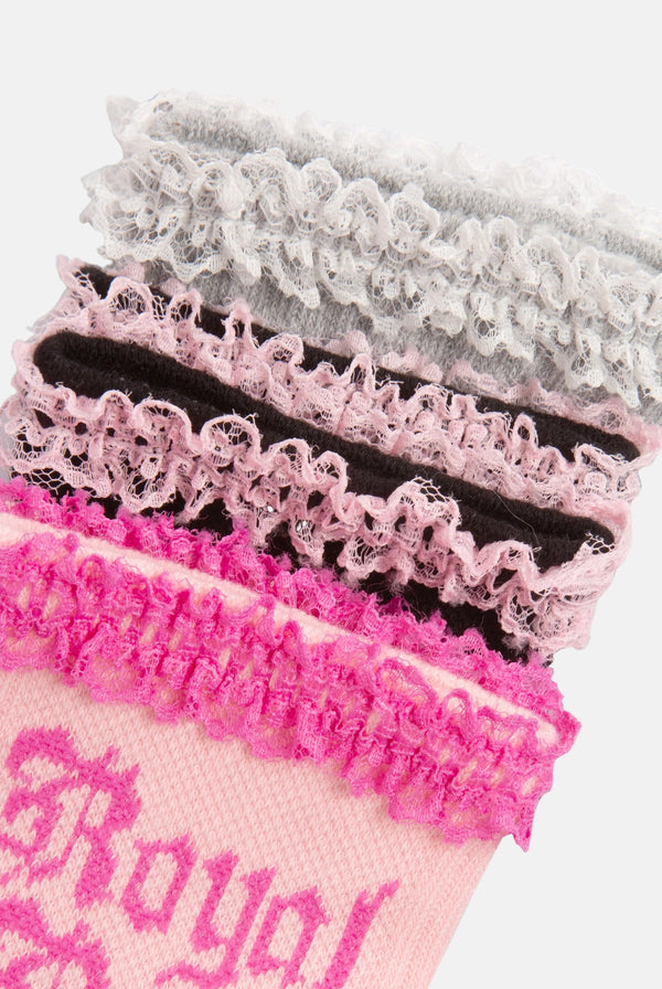 3 Pack Lace Slogan Socks