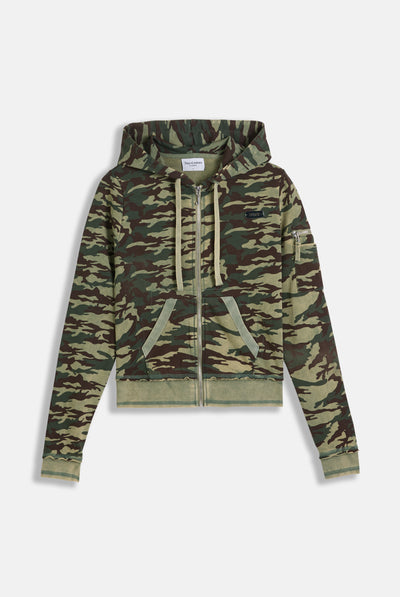CAMO PRINT WASHED COTTON HOODIE