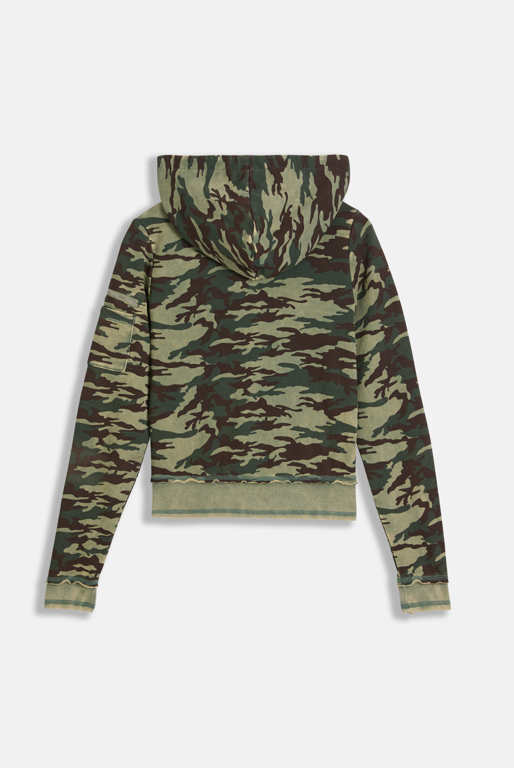 Displays the Camo Print 'Juicy' branded washed cotton hoodie 