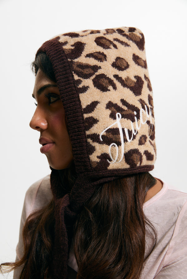 Leopard Print Bonnet With Bow