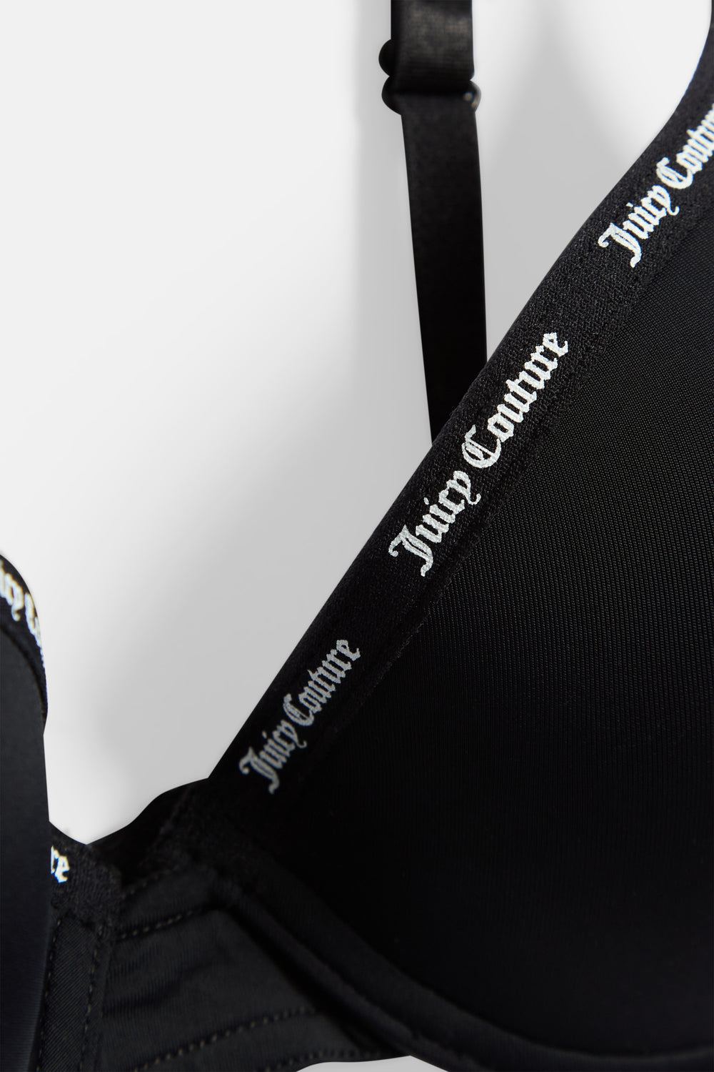Black Branded Strap Underwire Microfibre Bra