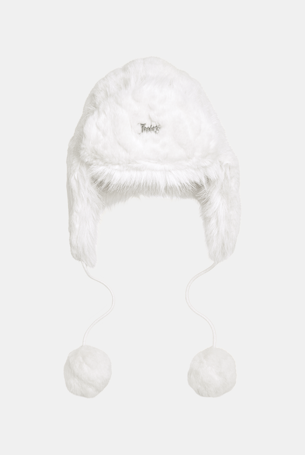 Sugar Swizzle Cable Knit Trapper With Fur Lining