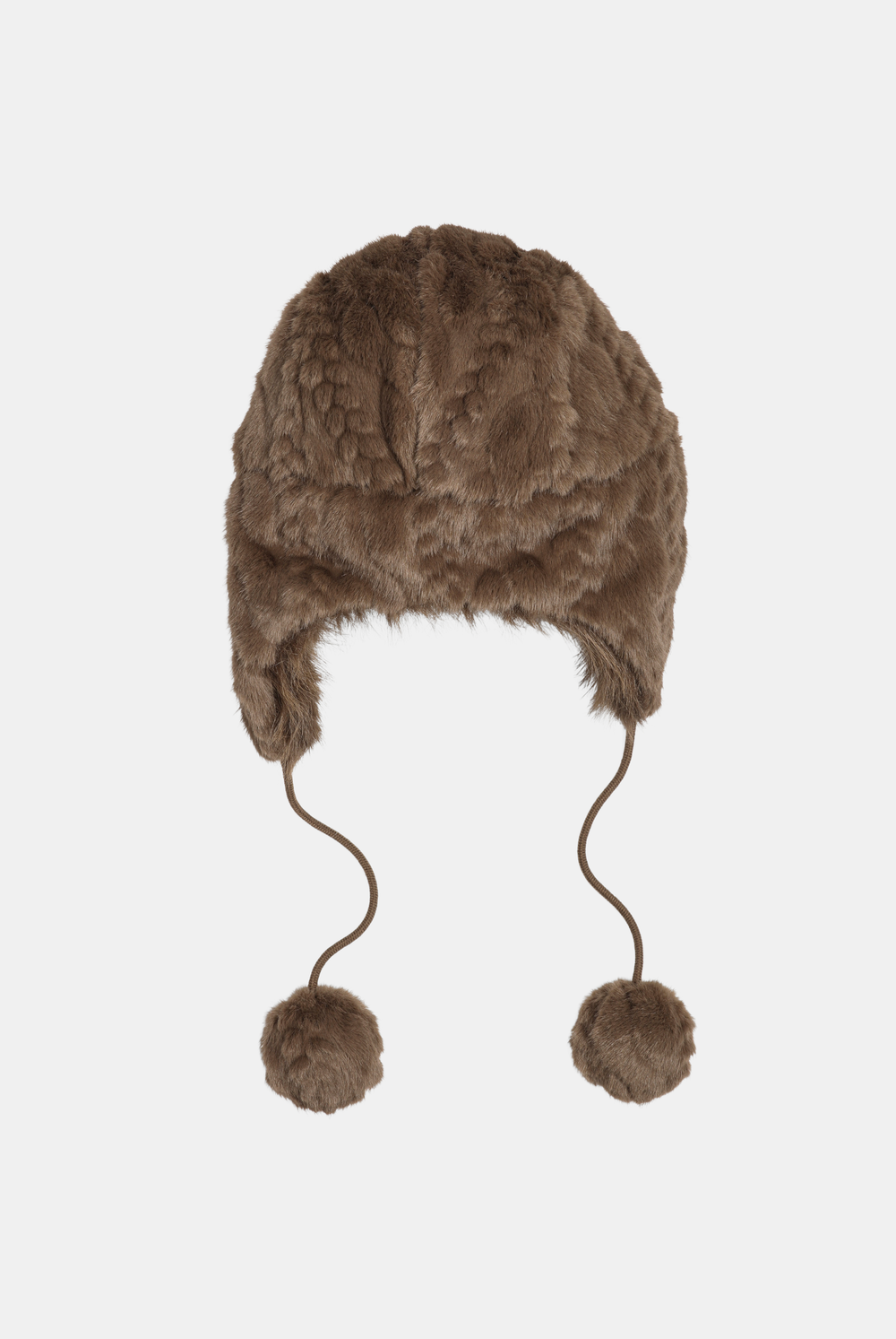 Displays the Java 'Juicy' branded Cable Knit Trapper With Fur Lining