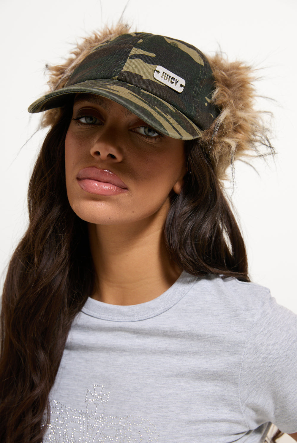 Camo Faux Fur Trapper Cap