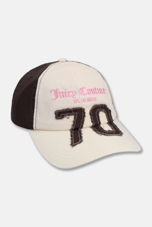 Displays the Ecru/java 'Juicy' branded cap 