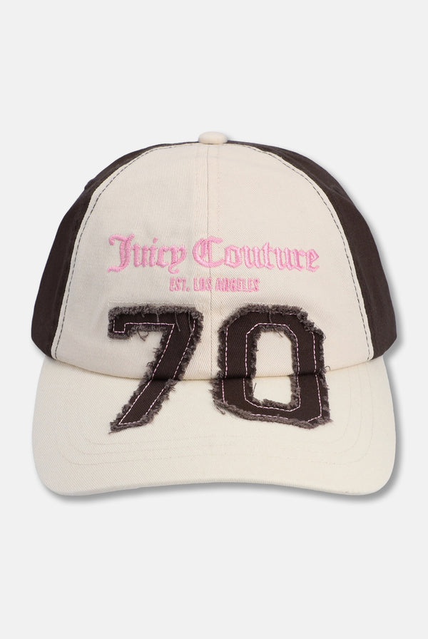 Displays the Ecru/java 'Juicy' branded cap 