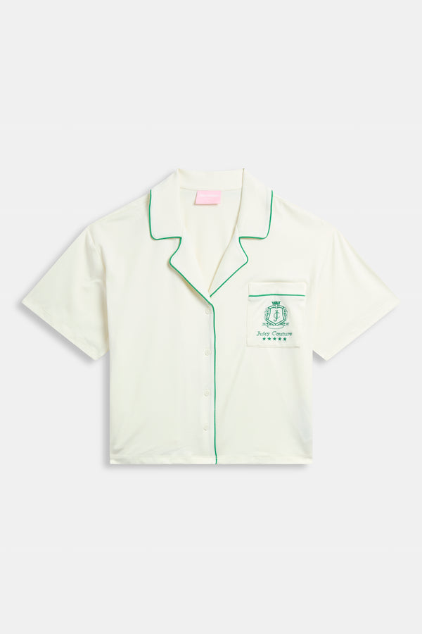 Displays the Marshmallow 'Juicy' Branded short sleeve pyjama set 