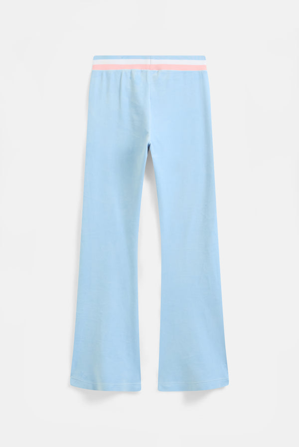 POWDER BLUE RECYCLED VELOUR LOW RISE TRACK PANT