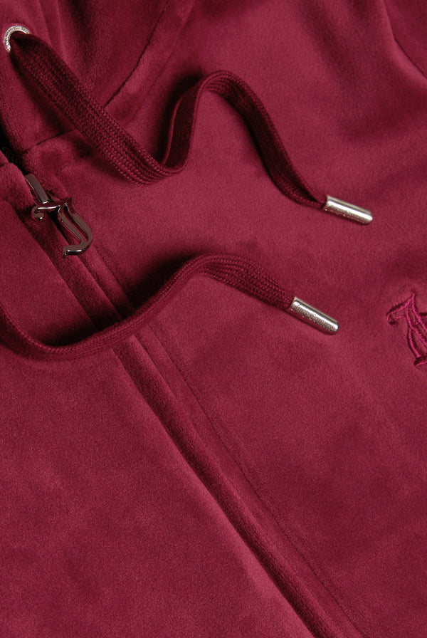 Displays the Tawny Port 'Juicy' branded classic velour Robertson hoodie