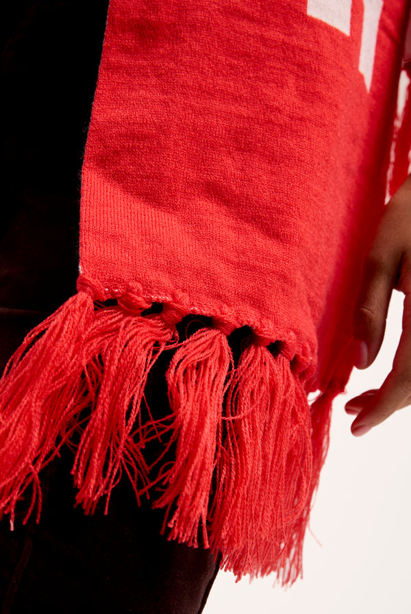 Displays the Cream & Coral Contrast 'Juicy' branded football scarf 