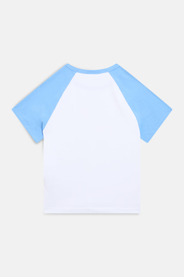 WHITE CONTRAST RAGLAN BABY TEE