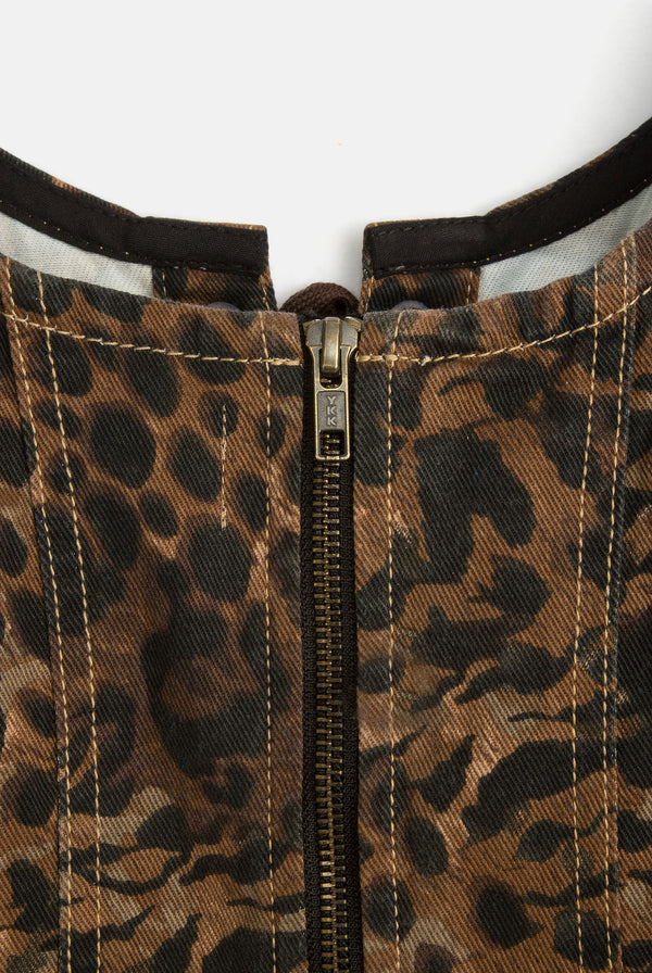 ANIMAL DENIM LACE UP CORSET