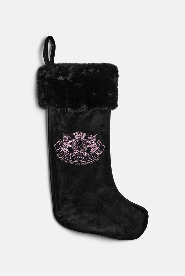 Black Dog Crest Velour Stocking