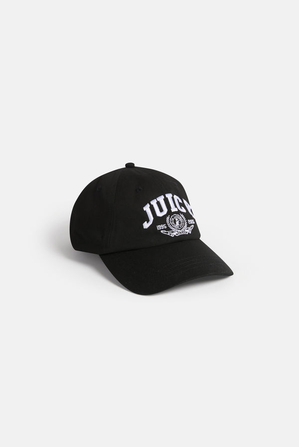 Displays the Black 'juicy' branded crest embroidered cap 