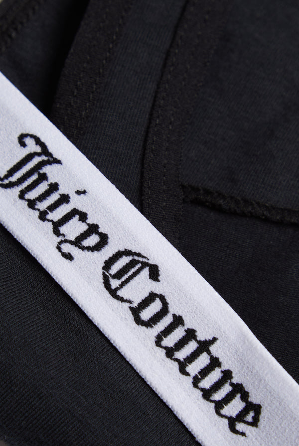 BLACK COTTON BRANDED THONG