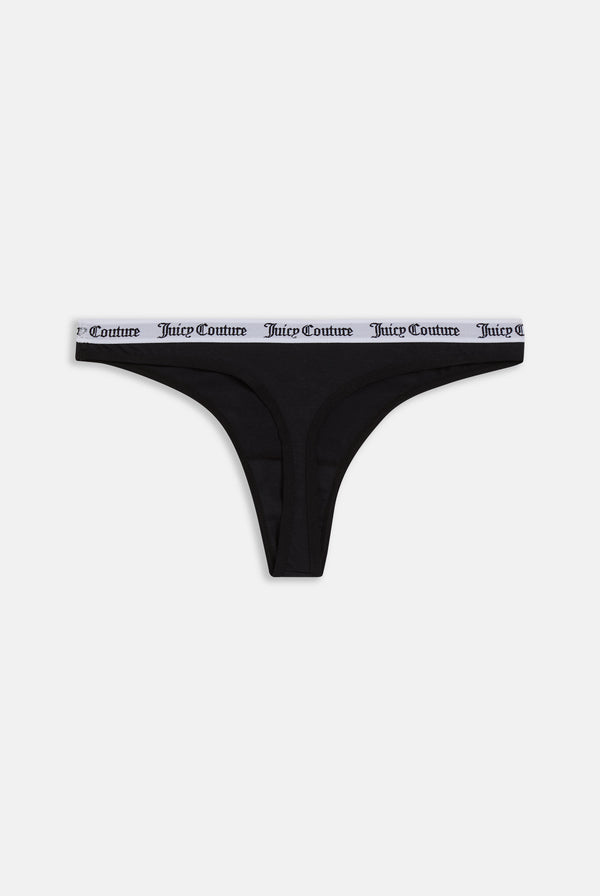 BLACK COTTON BRANDED THONG