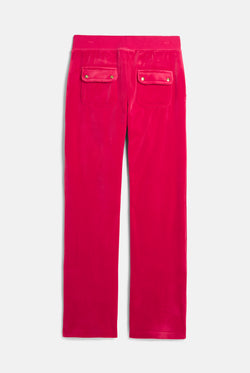Displays the Persian Red / Gold 'Juicy' branded Classic Velour Del Ray Pocketed Bottoms