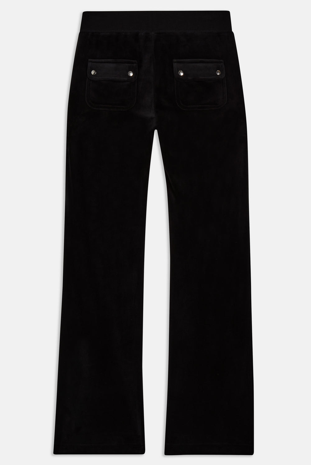 Black classic velour Juicy Couture bottoms on a white background