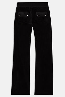 Black classic velour Juicy Couture bottoms on a white background