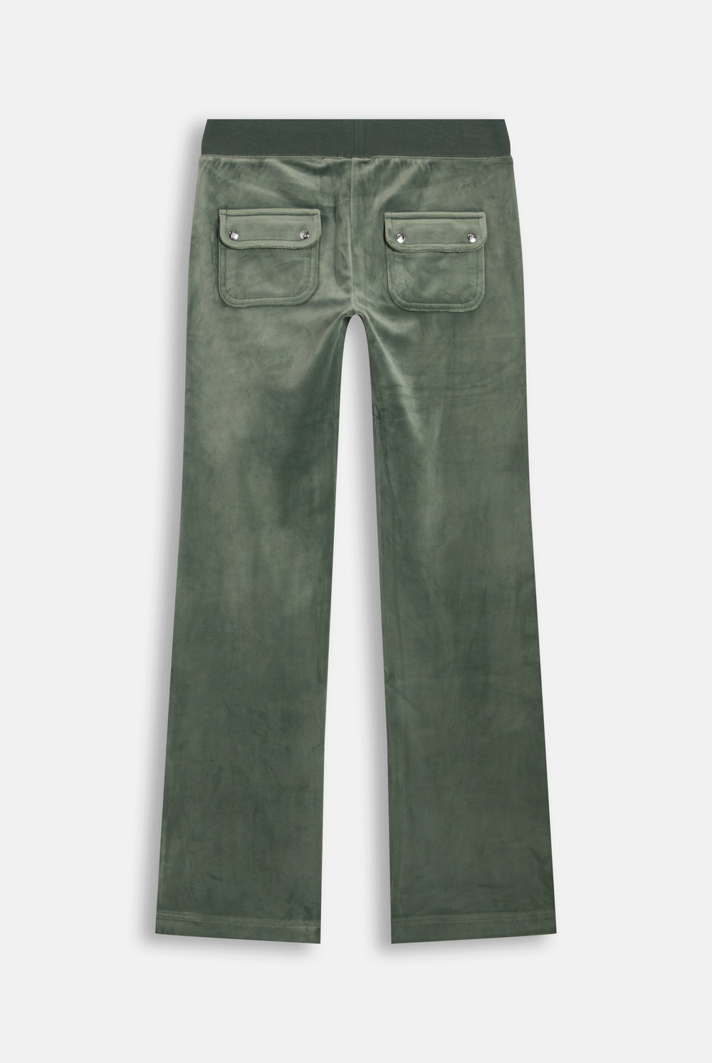 Displays the Thyme 'Juicy' branded classic velour del ray pocketed bottoms 