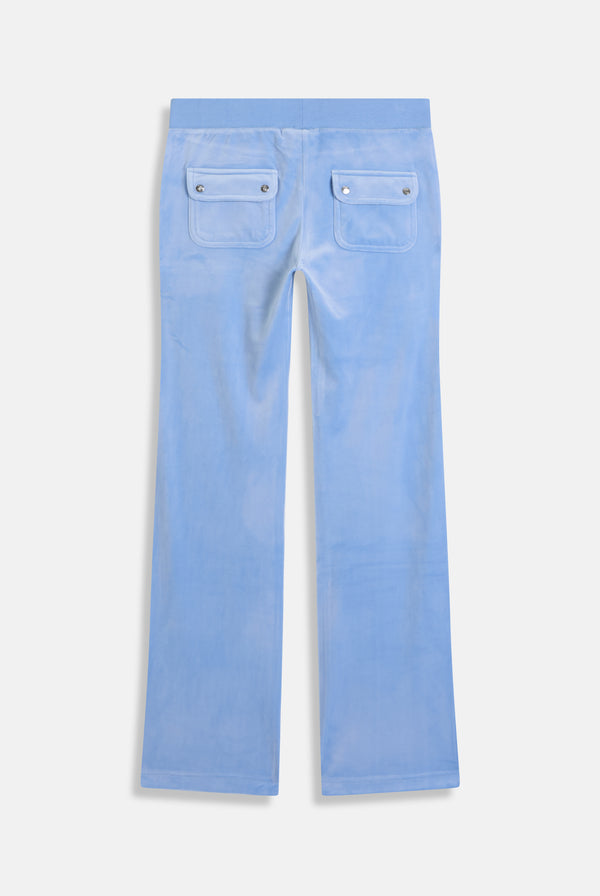 Displays the Della Robia classic 'Juicy' branded velour del ray pocketed bottoms 