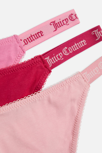 3 Pack Cotton Scalloped Thongs