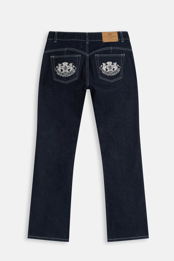 Indigo Denim Dog Crest Bootcut Jeans