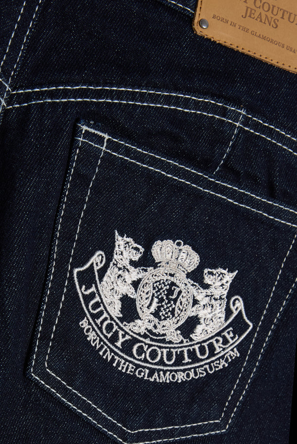 Indigo Denim Dog Crest Bootcut Jeans