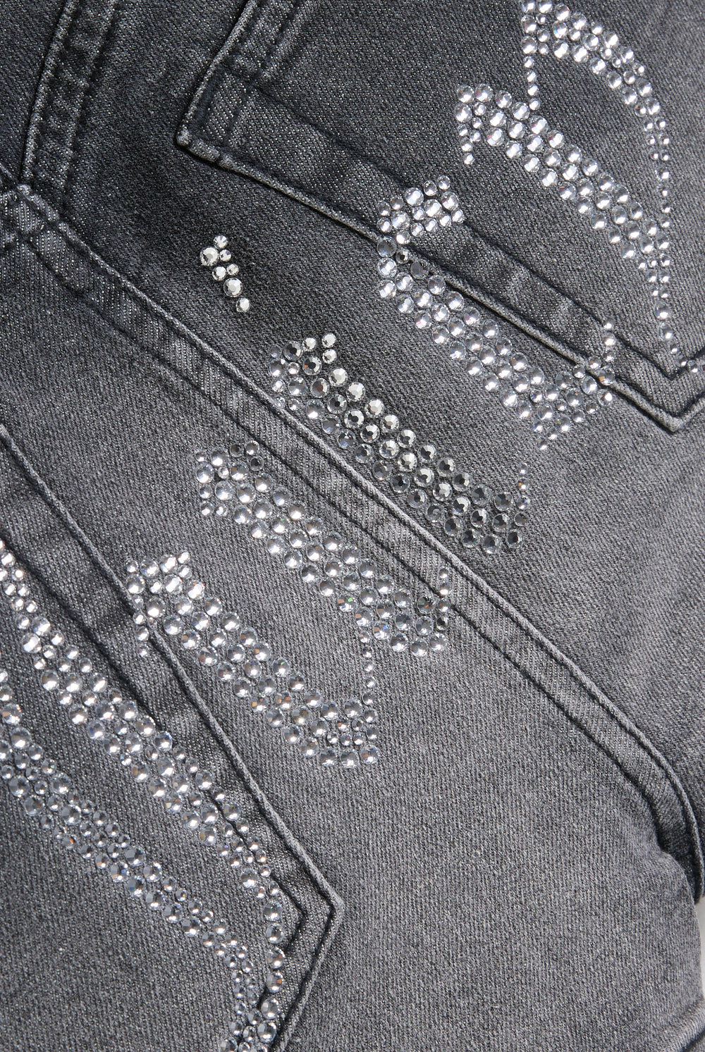 Displays the Washed Black 'Juicy' branded low rise denim booty shorts featuring the juicy branding 