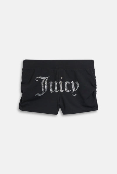 BLACK DIAMANTÉ RUCHED BOOTY SHORT